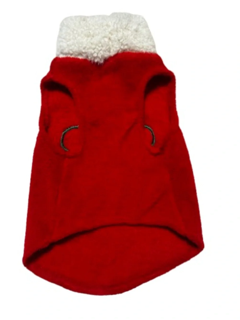 Red Sherpa-Trim Dog Sweater with Green Bone Accent